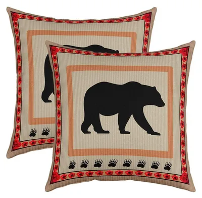Immagine prodotto di Set di 2 federe per cuscini, motivo orso e impronta, 50x50 cm, multicolore, in poliestere