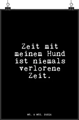 Produktbild von Mr. & Mrs. Panda Bild Zeit mit meinem Hund... DIN A3 - Schwarz - Geschenk, Geld, Glizer Spruch Sprüche Weisheiten Zitate Lustig Weisheit Worte, Kunstdruck, Herz, Wandbild
