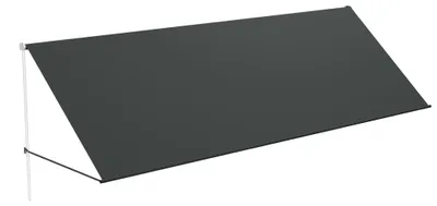 Immagine prodotto di QEENTOE, tenda da sole a cassonetto, 400x145 cm, tenda da balcone retrattile con corda e barra di supporto in alluminio, protezione solare per terrazza, balcone e giardino, colore antracite