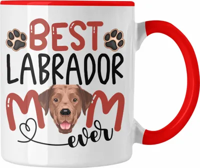 Produktbild von Trendation - Labrador Mom Besitzerin Tasse Geschenk Lustiger Spruch Geschenkidee Besitzerin Labrador Mama (Rot)