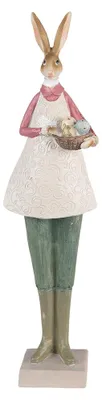 Image de Clayre & Eef Figurine Lapin 9x7x36 cm Beige Vert Polyrésine