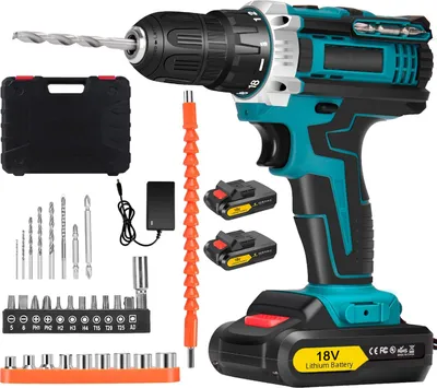 Produktbild von Akkuschrauber, 18V Akku Bohrschrauber mit 2x 1500mAh Akkus und Ladegerät, 25 N.m Max akkubohrer, bohrschrauber mit 32PCS Zubehöre für Haus und Garten