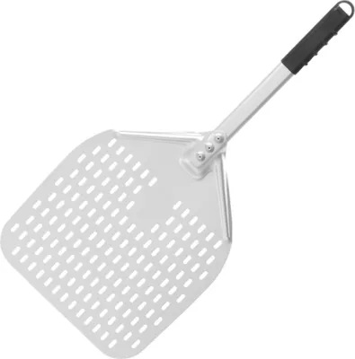 Productafbeelding van Pizza-schep met kort handvat, vierkant, geperforeerd, 350x710 mm