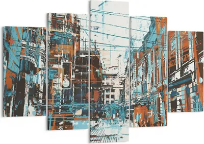 Produktbild von Bild auf Leinwand - Leinwandbild - Stadt Straße Haus - 150x100cm - Wand Bild - Wanddeko - Leinwanddruck - Bilder - Kunstdruck - Wanddekoration - Leinwand bilder - Wandkunst - EA150x100-3806