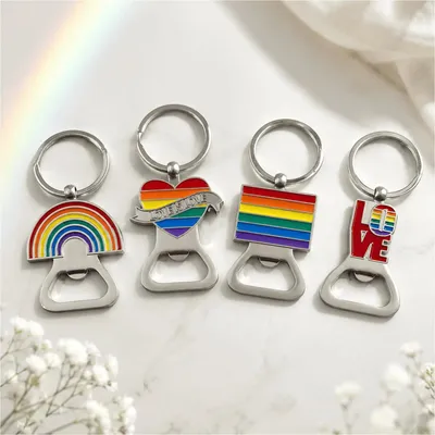Produktbild von Gravidus Flaschenöffner Schlüsselanhänger 4er Set Pride Metall 8 cm