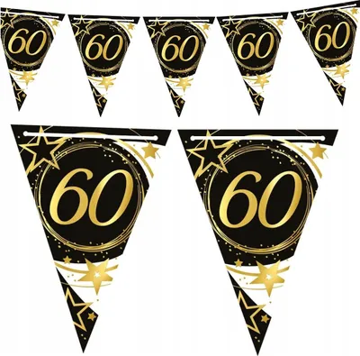 Produktbild von Banner Fahne Papiergirlande 60. GEBURTSTAG Schwarz Gold Party 300cm