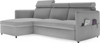 Produktbild von Idohome - Ecksofa BENI mit Schlaffunktion und Bettkasten 220x160 cm, Relaxfunktion und Kopfstützen - Farbe Grau Soro 90