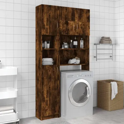 Obrázok produktu pre vidaXL Kúpeľňová skrinka Smoked Oak 32x25,5x190 cm Materiál dreva