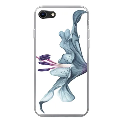 Produktbild von MuchoWow® Handyhülle Schutzhülle Hülle für iPhone SE 2020 Blumen - Aquarell - Lilie Silikon Softcase Handy Hülle - Kartenbesitzer