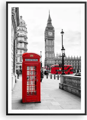 Produktbild von Gerahmtes Poster - Schwarzer Rahmen - Schuppen Telefon London - 70x100 cm - Wand Bild - Wanddeko - Wandbilder - Wandposter - Bilderrahmen - Bilder - Kunstdruck - Wandbild - P2BPA70x100-4326