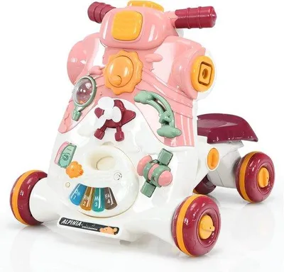 Productafbeelding van Interactieve Loopwagen voor Baby's (3-36 maanden) met Licht en Muziek - Baby Loopfiets Roze