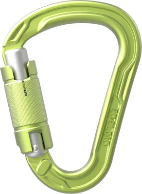HMS Strike Twist Karabiner von Edelrid in leuchtendem Grün mit Schraubverschluss.