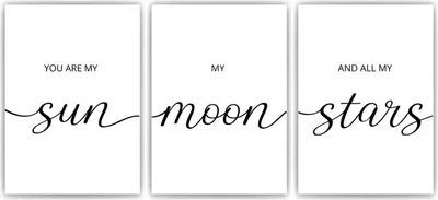 Produktbild von You are my Sun Moon Stars Kinderzimmer Poster 3er Set – Baby Wandbild Babyzimmer Wanddeko – A3 (29.7x42cm) / ohne Bilderahmen