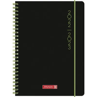 Produktbild von BRUNNEN 1072156123 Wochenkalender Schülerkalender 2022/2023 "Plain Black" 2 Seiten = 1 Woche Blattgröße gekürzt 12,8 x 21 cm A5 PP-Einband