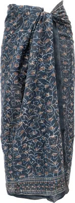 Produktbild von Leichter Pareo Schal, Sarong, Handbedrucktes Baumwolltuch - Blau Kombination030, Uni, Baumwolle, 190*120 cm, Sarongs & Tücher