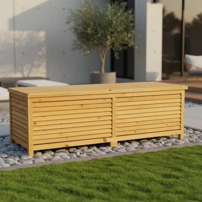 Produktbild von Holz Auflagenbox 140 cm Kissentruhe mit Deckel wetterfest Garten