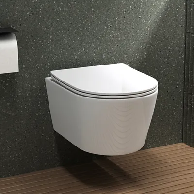 Produktbild von Mai & Mai Hänge-WC spülrandlos Toilette spülrandloses Softclose WC Sitz Absenkautomatik Wand wc inkl. Beschichtung A306