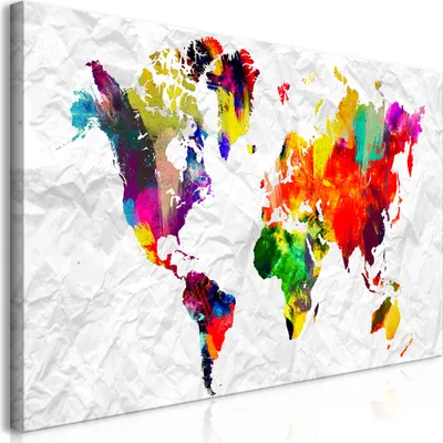 Immagine prodotto di Murale mega XXXL mappa del mondo 250x125 cm pezzo unico formato XXL stampa d'arte per auto-assemblaggio tela quadri moderni quadri fai da te decorazione murale casa decorazione colorata k-A-0237-ak-e