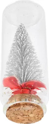 Image de Arbre de Noël décoratif de table Arbre de Noël miniature portable de bureau avec ruban rouge argenté