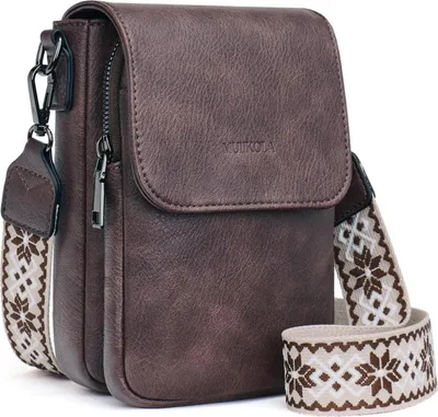 Produktbild von MUIIKOLA Handytasche Umhängetasche Damen RFID Leder Z-kaffee