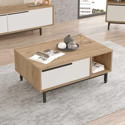 Obrázok produktu pre Skye Decor, kvalitný konferenčný stolík (3 časti) – dub sýto modrej farby, 100% melamín, 90 cm