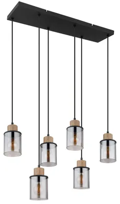 Produktbild von Pendelleuchte, schwarz, Rauchglas, Höhenverstellbar, L 62 cm