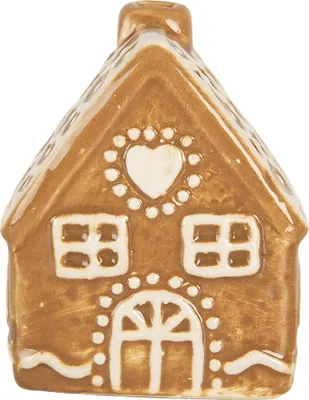 Zdjęcie produktu dla Domek z piernika Clayre & Eef 6x4x7 cm brązowy ceramiczny