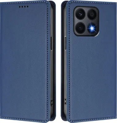 Produktbild von Handyhülle für Honor X8A, Kunstleder Klapphülle Stoßfeste Magnetische Hülle mit Ständer Dunkelblau