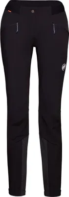 Schwarze Softshellhose für Damen von Mammut; Modell Aenergy SO Hybrid Pants; mit zwei Taschen und elastischem Bund.