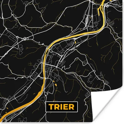 Produktbild von MuchoWow® Poster Schwarz und Gold - Stadtplan - Trier - Deutschland - Karte 75x75 cm - Wand Dekoration