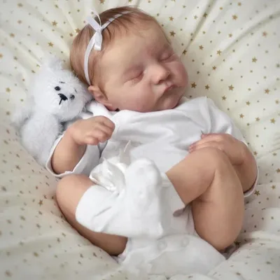 Zdjęcie produktu dla 48 cm korpus z tkaniny Levi / pełny korpus z winylu, wstępnie pomalowana lalka, śpiące dziecko, skóra 3D z widocznymi żyłami, kolekcjonerska lalka artystyczna