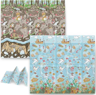 Zdjęcie produktu dla Edukacyjna składana mata piankowa 200 x 180 x 1 cm Nukido NK-340 ocean-ziemia