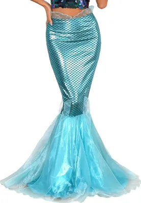 Produktbild von Damen Meerjungfrau Maxirock 3XL – Karneval & Halloween Kostüm | Glamouröser Mermaid-Fischschuppen Rock für Cosplay & Partyspaß