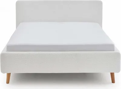Produktbild von Doppelbett Dalila 160x200cm Teddy-Stoff mit Stauraum - weiß