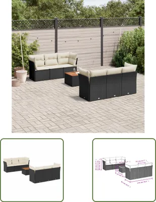 Produktbild von The Living Store 7-tlg. Garten-Sofagarnitur mit Kissen Schwarz Poly Rattan