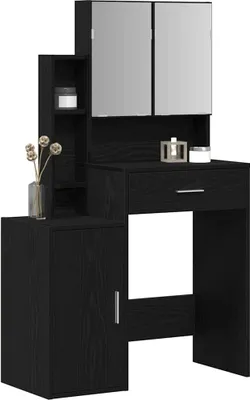 Produktbild von "2026 Aktion"Schminktisch Modernes Design - Kosmetiktisch/Frisiertisch - mit Regal Schwarz Eichen-Optik 80x35x132 cm DEMöbel 4155614
