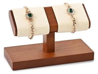 Productafbeelding van Horlogestandaard Hout - Sieradenhouder - Sieradenstandaard voor 2 Horloges - Horlogeopslag - Sieradendisplay - Afmetingen 15,5 x 7 x 9,7 cm