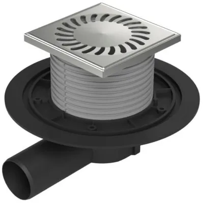 Image de Siphon latéral Chud?j D50, cadre en acier inoxydable, grille SUN 381 N A
