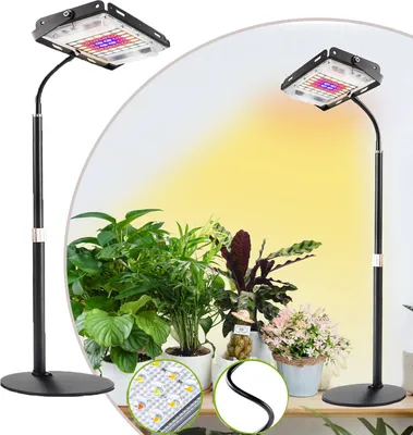 Obrázok produktu pre LED rastlinná lampa s plným spektrom, 8 W, 1 hlavica, stolná rastlinná lampa s automatickým časovačom zapnutia/vypnutia 3 h/6 h/12 h, 6 úrovní jasu, ohybný krk a nastaviteľná výška