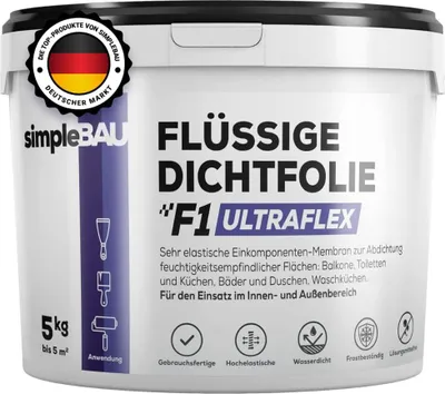 Produktbild von SimpleBau F1 Ultraflex flüssige Dichtfolie gebrauchsfertige Dichtungsmasse, 5kg