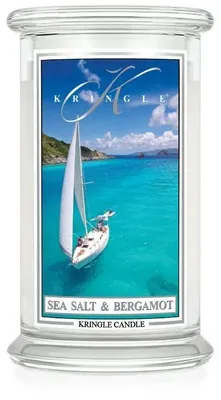 Productafbeelding van Kringle Candle, geurkaars "Sea Salt & Bergamot", groot formaat, met 2 lonten (624 gram)