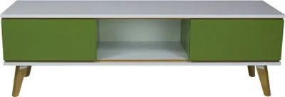 Produktbild von Grüner Tv-Schrank JORGEN auf Eichenbeinen mit zwei Schubladen