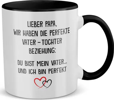 Produktbild von 22Feels Papa Geschenk von Tochter Vatertag Vater Tasse Geburtstag Weihnachten Kaffeetasse Männer Haferl (Weiss-Schwarz)