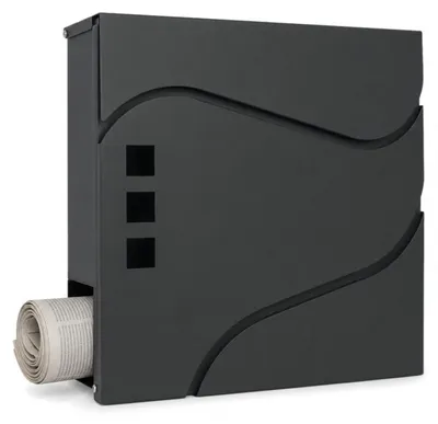 Produktbild von Relaxdays Briefkasten mit Zeitungsfach, HxBxT: 38 x 37 x 11,5 cm, 4 Schlüssel, Wandbriefkasten, RAL7016-anthrazit, KI-generiertes Bild