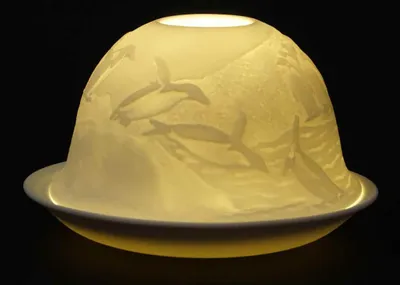 Produktbild von Dome Light Teelicht Antaktis mit Pinguine Windlicht Porzellan Teelichthalter ca. Ø 12 cm Höhe 8,5 cm
