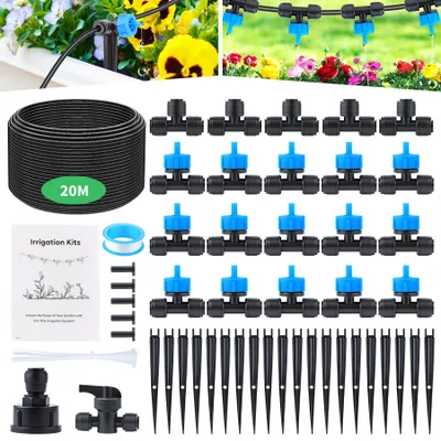 Produktbild von 60PCS Bewässerung Garten Set 20M Bewässerungsrohre Tröpfchenbewässerung Druckausgleich Garten bewässerungssystem