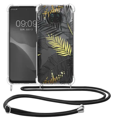 Produktbild von kwmobile Necklace Case kompatibel mit Xiaomi Mi 10T Lite Hülle - Silikon Cover mit Handykette - Gelb Grau Transparent Dschungel