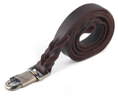 Zdjęcie produktu dla Elzusha - Zestaw obroży i smyczy dla psa, pleciony skórzany, szerokość 2,5 cm