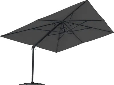 Produktbild von Ampelschirm 4x3m rechteckig Sonnenschirm Terrasse drehbar mit Kurbel Standkreuz UV-Schutz grau Gestell anthrazit paramondo parapenda