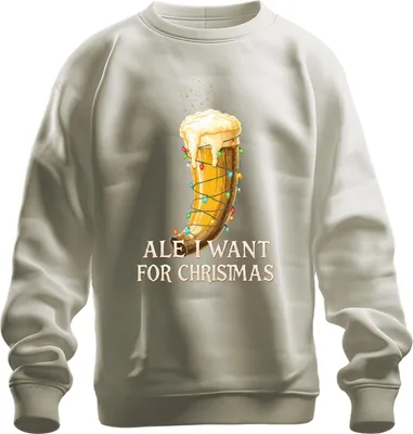 Produktbild von Ale I Want For Christmas Wikinger Trinkhorn Bier Geschenk lustig Uni Sweatshirt Pullover, Natur, L